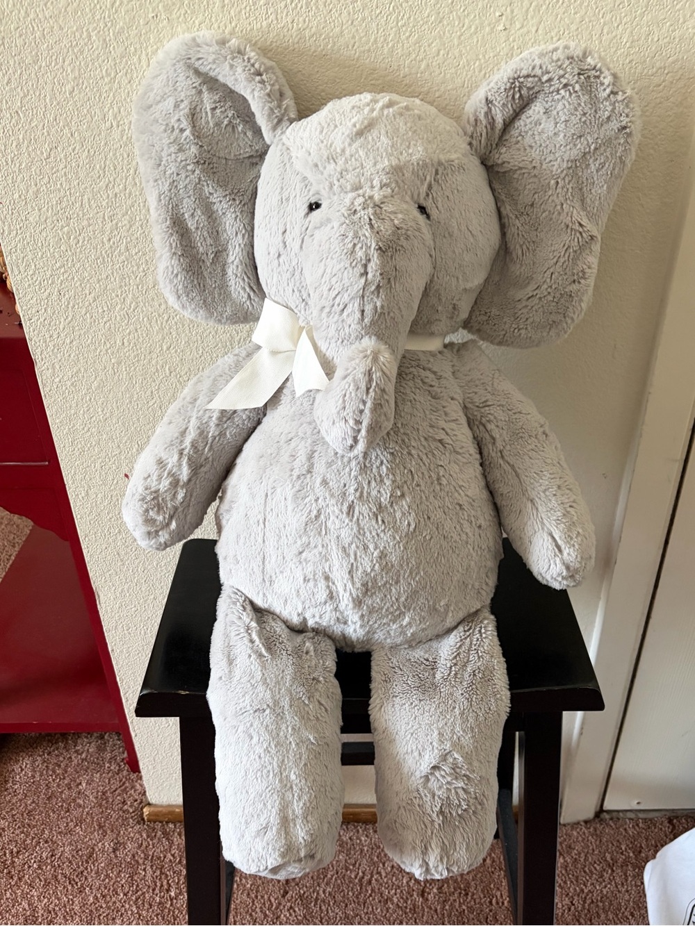 Pottery Barn Kids Light Gray Plush Elephant Stuffed Jumbo.